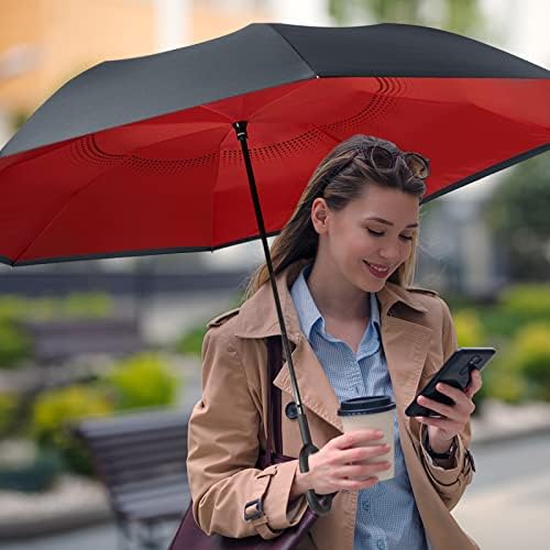 G4Free 62 Inch Reverse Folding Umbrella with C-Handle