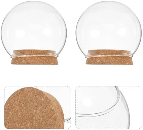 5pcs Clear Glass Cloche Dome with Wooden Base for Collectibles