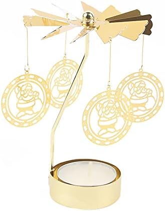 Eforcase Gold Santa Claus Rotating Candle Holder