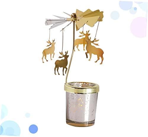 Rotating Candle Holder with Gold Spinning Deer