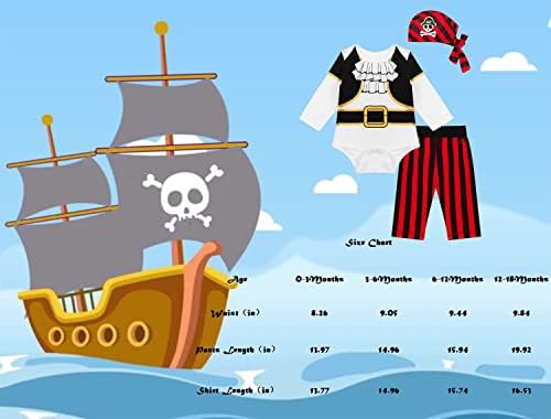 LENSOUS Pirate Costume Pants Set with Hat for Baby