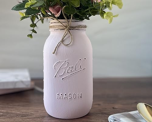 Pink Painted Mason Jar Centerpiece for Baby Shower