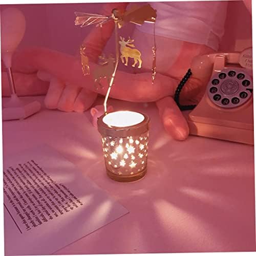 Rotating Candle Holder with Gold Spinning Deer