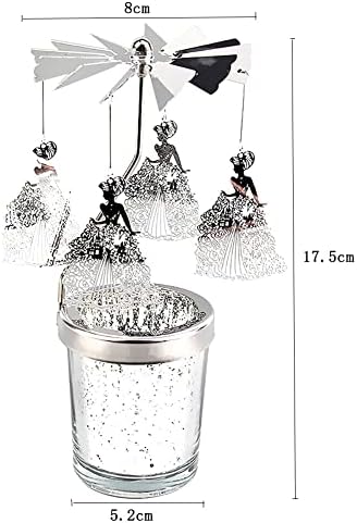 Eforcase Silver Spinning Candle Holder with Glass Cup