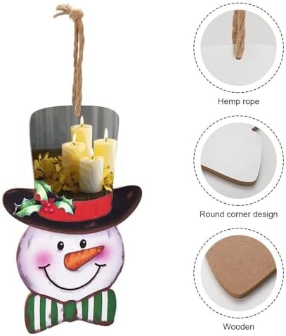 Christmas Snowman Wooden Sign with Rope