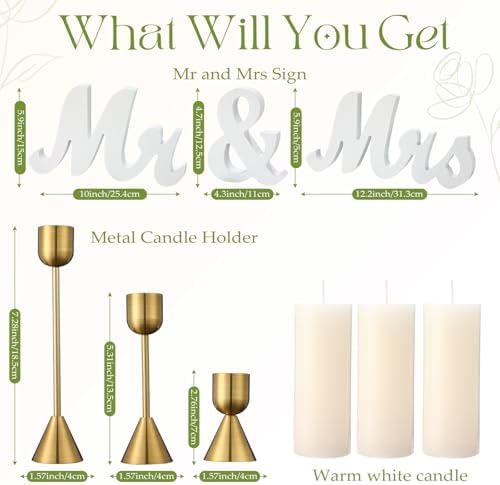 Teenyyou 10 Pcs White Mr Mrs Wedding Signs Set