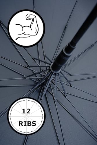 12 Rib Windproof Heavy Duty Golf Umbrella for Men Women Black