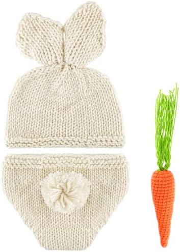 FEPITO Baby Bunny Costume Set Crochet Knit Outfit