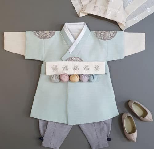 Korean Mint Boy Hanbok for 100 Days to 10 Years Old