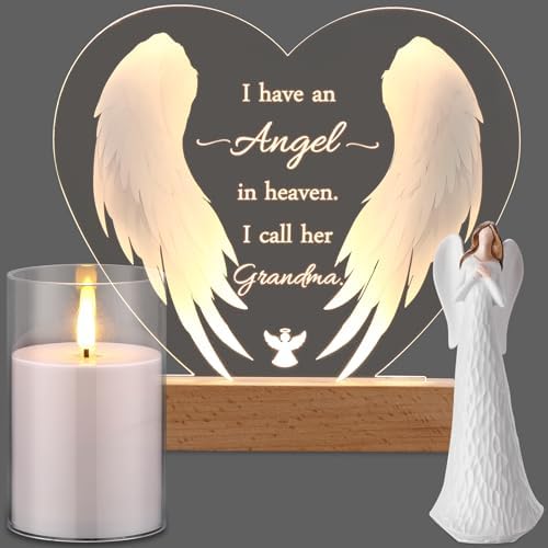 Sympathy Night Light LED Candle Angel Memorial Set