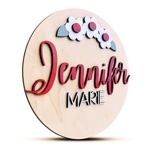 Custom Round Name Sign Personalized Wooden Wall Art for Baby Room