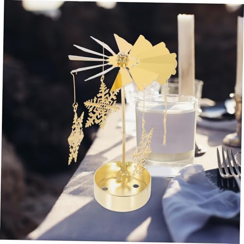 Unique Spinning Snowflake Candle Holder Iron Carousel Design