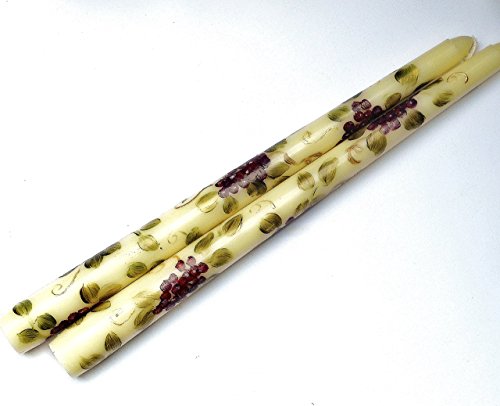 Tuscany Theme Hand Painted Taper Candles with Grape Vines and Clusters