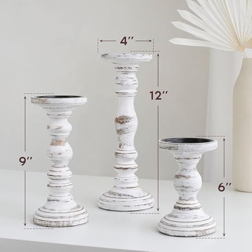 Creativeera Large Wooden Candle Holders for Pillar Candles