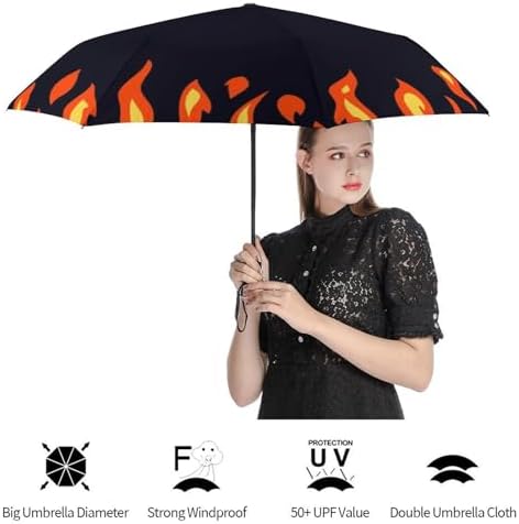 NAWFIVE Circle Fire Flame Pattern Travel Umbrella