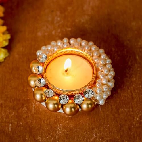 Desi Favors Moti Gold Diya Tea Light Holder Pack of 2