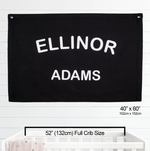 Personalized Baby Name Canvas Flag Boho Nursery Wall Art