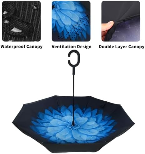 LLanxiry Inverted Umbrella with C-Shaped Handle