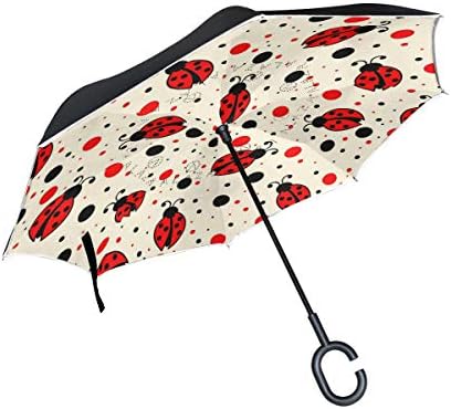 MRMIAN Ladybugs Windproof Stick Umbrella with Hook