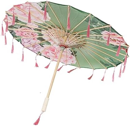 THY COLLECTIBLES 22 Silk Parasol with Tassels for Events