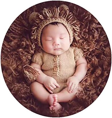 Coberllus Lion Baby Hat with Bodysuit Photography Set