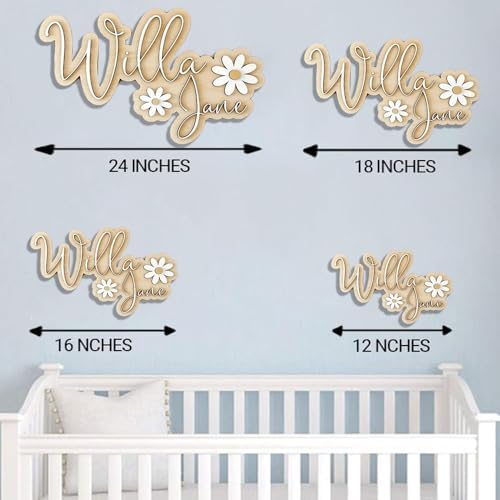 Personalized Wooden Nursery Name Sign with Baby Info