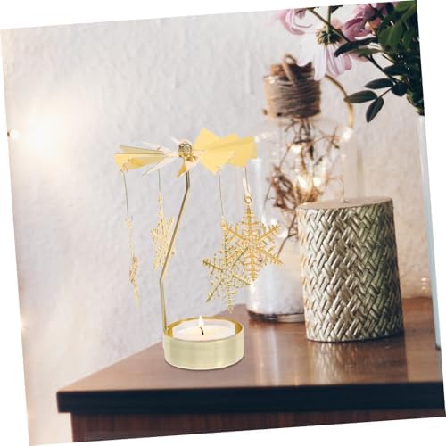 Unique Spinning Snowflake Candle Holder Iron Carousel Design