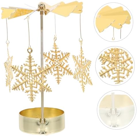 Unique Spinning Snowflake Candle Holder Iron Carousel Design