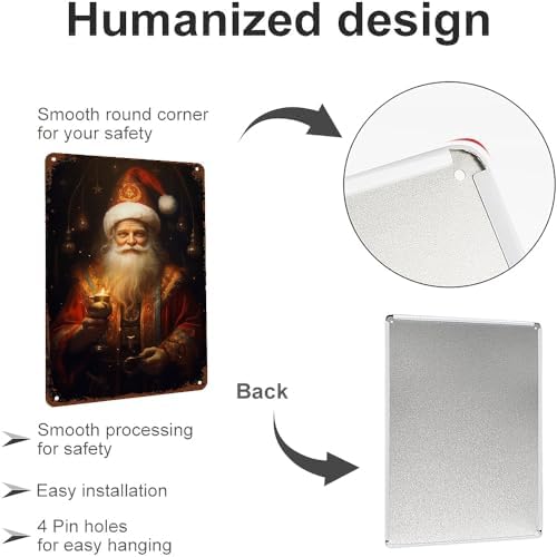 Santa Claus Candle Metal Tin Wall Sign 8x12 Inch