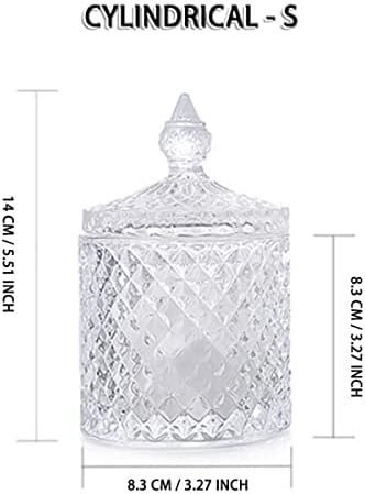 Crystal Candy Jar with Lid - Clear Glass Decorative Container