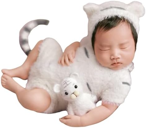 Vemonllas Newborn Photo Props Girl Boy Tiger Hat Romper 1