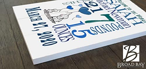 Personalized New Baby Boy Name Sign Birth Announcement Wall Decor