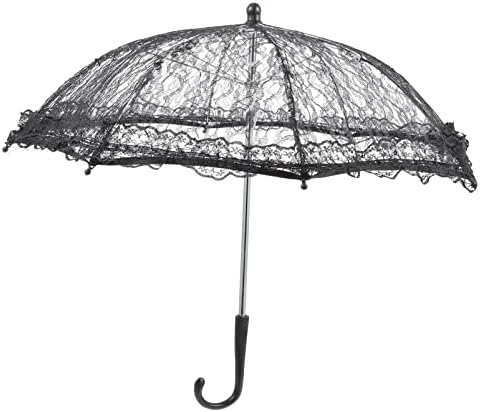 Toyvian Mini Black Lace Parasol Wedding Umbrella
