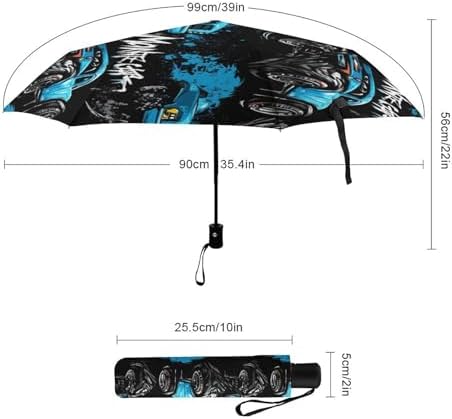 Monster Truck Windproof Folding Sun Rain Umbrella - Black Auto OpenClose