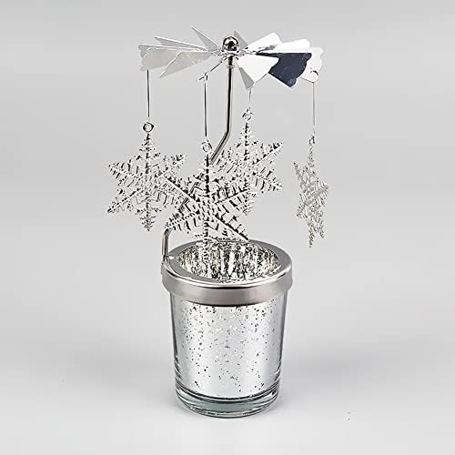 Eforcase Silver Spinning Candle Holder with Glass Cup
