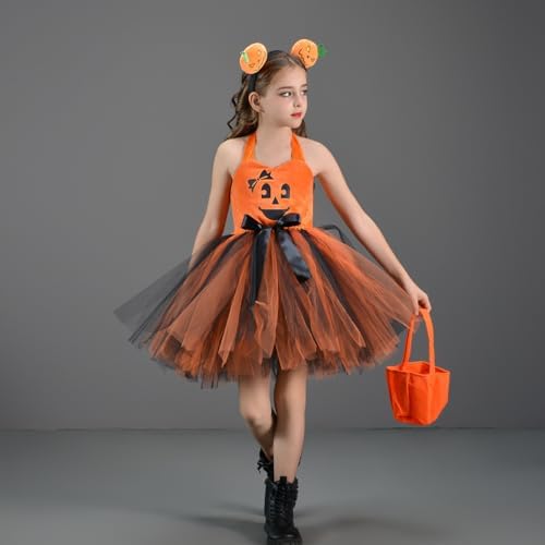 FYMNSI 3PCS Kids Halloween Pumpkin Tutu Dress Set