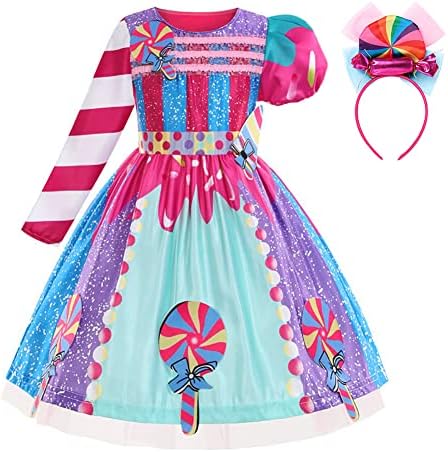 IDOPIP Rainbow Candy Tutu Dress for Girls 3-10Y