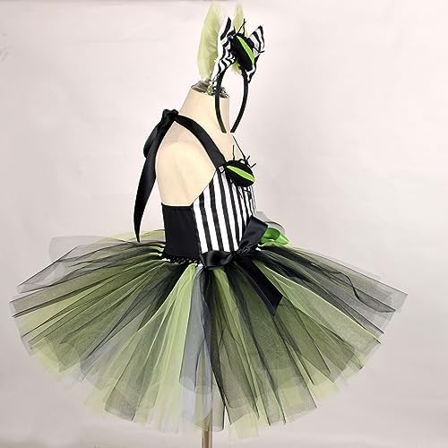 IDOPIP Kids Girls Black and White Striped Halloween Costume Set
