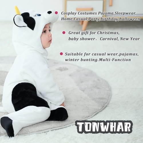 TONWHAR Animal Hooded Flannel Romper for Baby