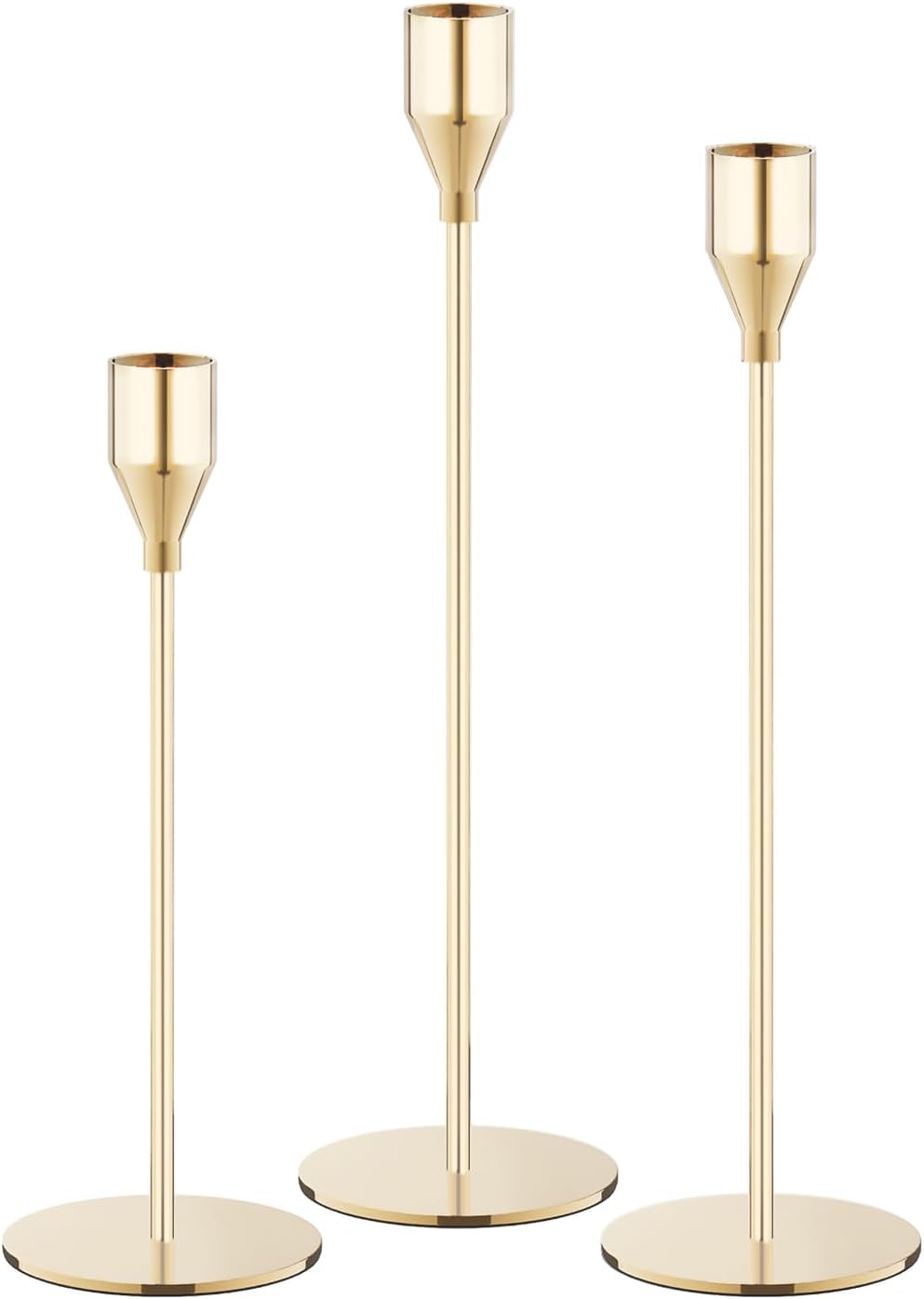 NLBTW Gold Taper Candle Holders Set of 3