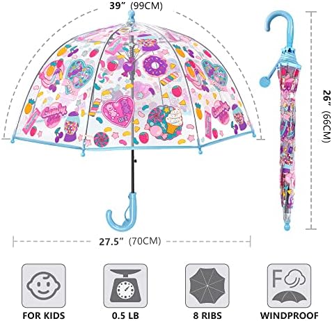 RONIARE Clear Bubble Kids Umbrella for Rain and Wind