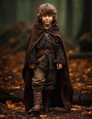 HOMELEX Boys Medieval Cloak With Hood Halloween Costume