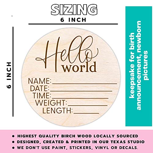 Hello World Newborn Sign - Custom Birth Announcement Plaque 1