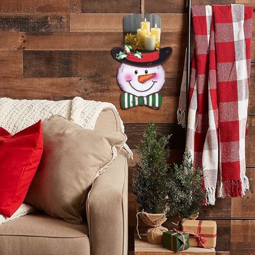 Christmas Snowman Wooden Sign with Rope