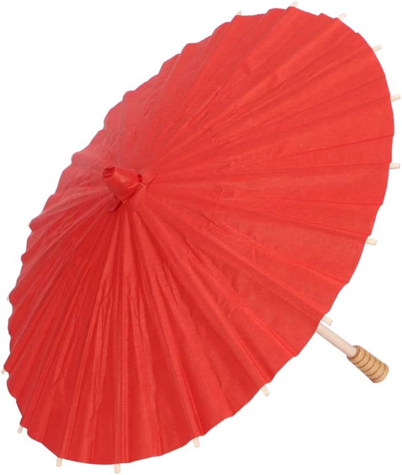 CHEOTIME Handmade Oiled Paper Parasol Umbrella Red