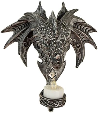 Gothic Dragon Head LED Candle Wall Plaque - Fantasy Decor