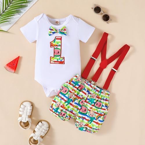 Baby Boy Dinosaur Themed Cake Smash Romper Set 1