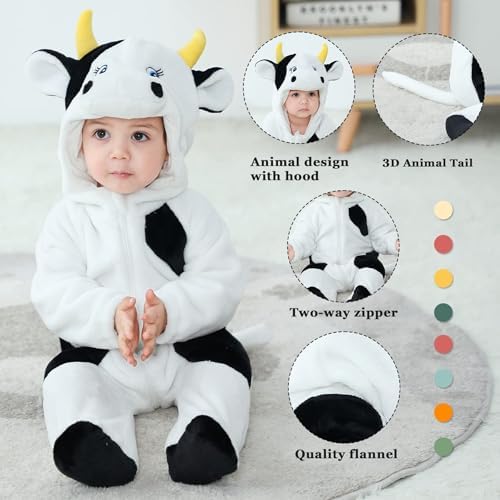 TONWHAR Animal Hooded Flannel Romper for Baby