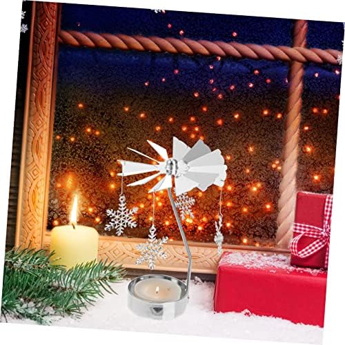 Rotating Metal Snowflake Candle Holder for Christmas Decor
