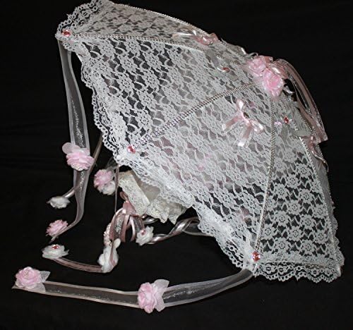 FavorOnline Shower of Happiness White Lace Umbrella with Rose Petals and Confetti